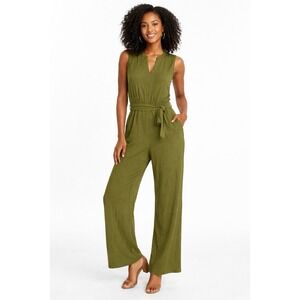 Market & Spruce Women's Romper Pant Green W Belt Small NWT (F)